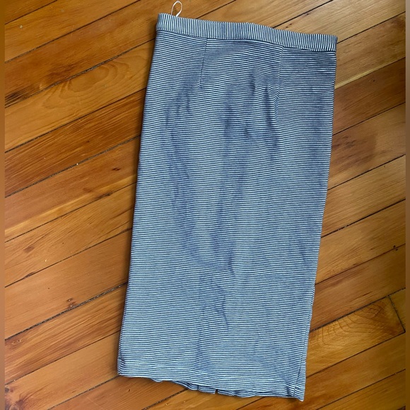 Topshop Midi Pencil Skirt - Navy Stripe - US 6 - Picture 1 of 3